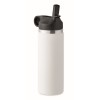 Botella de acero inox reciclado con pajita - 500 ml promocional Color Blanco