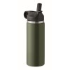 Botella de acero inox reciclado con pajita - 500 ml para publicidad Color Verde Oscuro