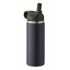 Botella de acero inox reciclado con pajita - 500 ml para empresas Color Azul Marino Oscuro