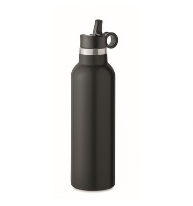 Botella de acero reciclado con tapón intercambiable - 700 ml personalizada Color Negro