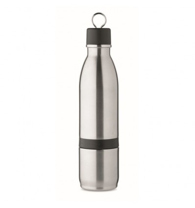 Botella con vaso desmontable de acero inoxidable - 500 ml personalizada Color Plata Mate