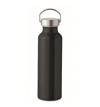 Botella de aluminio reciclado con tapa de acero inox - 500 ml publicitaria Color Negro