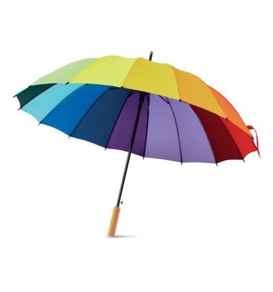 Paraguas arcoiris con mango de madera personalizado Color Multicolor