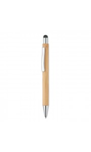 Bolígrafos de bambú con puntero táctil y detalles cromados