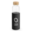 Botella de cristal con tapa bambú y funda silicona - 600 ml