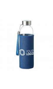 Botella cristal con funda de neopreno efecto denim - 500 ml