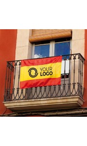 Bandera de España con logo para balcón