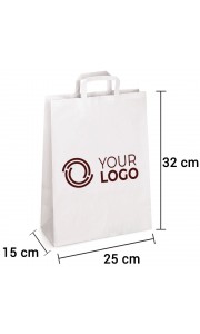 Bolsa de papel blanco con asa plana de 25x15x32 cm