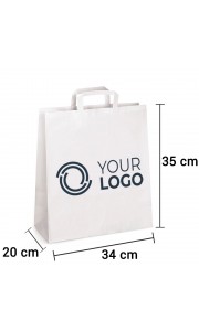 Bolsa de papel blanco con asa plana de 34x20x35 cm