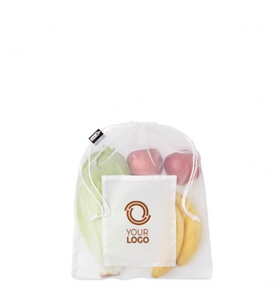 Bolsa rejilla con bolsillo para frutas y verduras