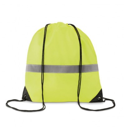 Mochila de Cuerdas con Banda Reflectante personalizada Color Amarillo Fluorescente