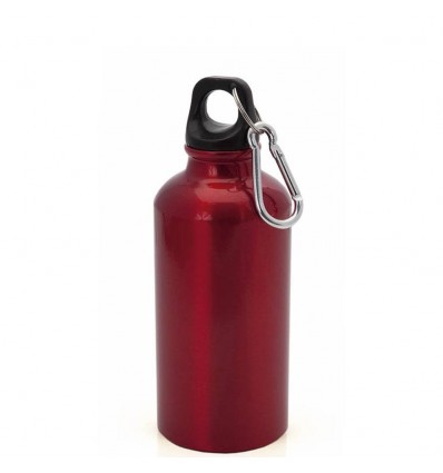 Bidón de aluminio con mosquetón de 400 ml para merchandising Color Rojo