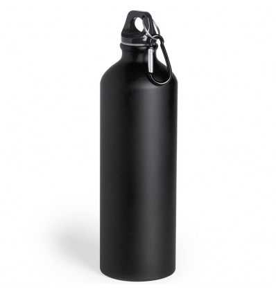 Botella de aluminio con mosquetón a juego de 800ml personalizada Color Negro