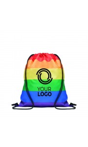 Mochila saco de poliéster con diseño arcoiris