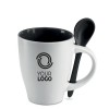 Taza de Cerámica Bicolor con Cuchara 250ml con tu logo