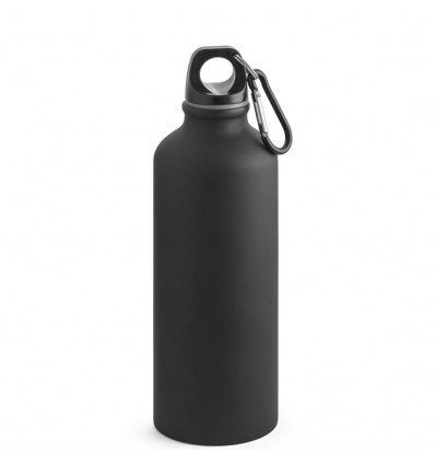 Botella de aluminio mate con mosquetón - 540 ml personalizada Color Negro