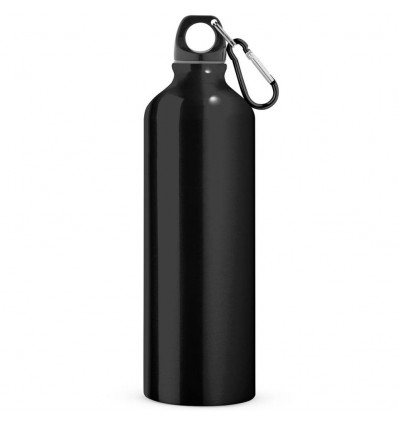 Botella deportiva de aluminio con mosquetón - 800 ml personalizada Color Negro