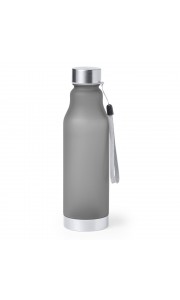 Botella de plástico reciclado con tapón inoxidable y cordón - 600ml