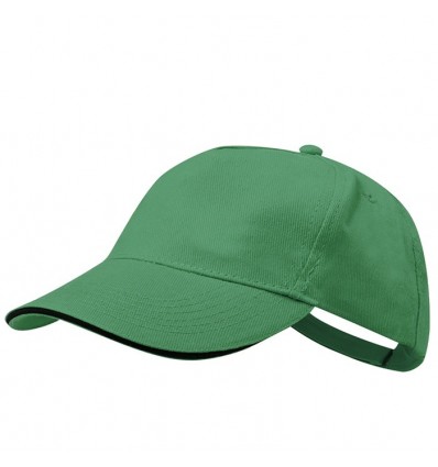 Gorra de algodón peinado con cierre de velcro 5 paneles publicitaria Color Verde