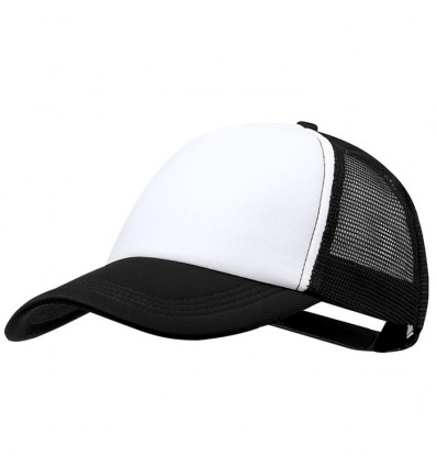 Gorra en poliéster de colores con frontal blanco 5 paneles personalizada Color Negro