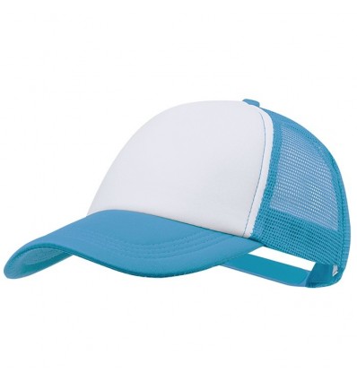 Gorra en poliéster de colores con frontal blanco 5 paneles para merchandising Color Azul Claro