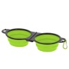 Bowl plegable para mascotas de doble compartimento promocional Color Verde Claro