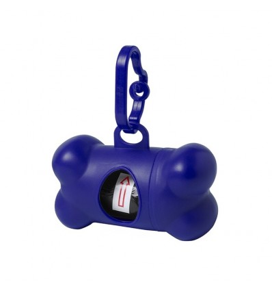 Dispensador de bolsas con forma de hueso con mosquetón promocional Color Azul