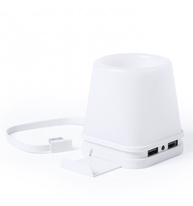 Portabolígrafos con luz y hub USB personalizado Color Blanco