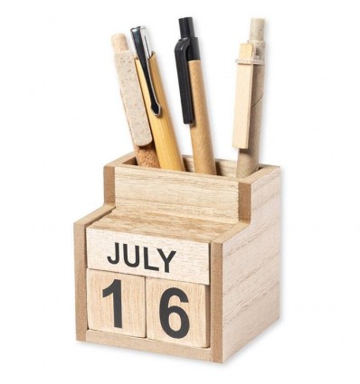 Lapicero de madera con calendario perpetuo personalizado Color Natural