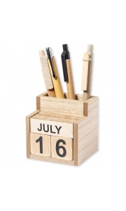 Lapicero de madera con calendario perpetuo