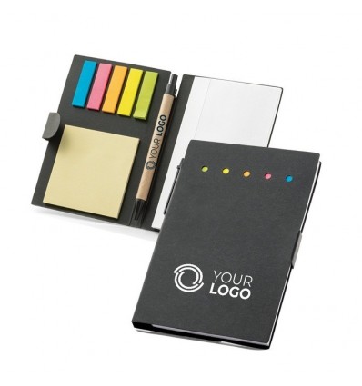 Bloc de notas con 100 hojas lisas y notas adhesivas con tu logo