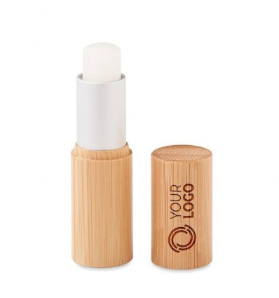 Bálsamo labial natural con carcasa de bambú con tu logo