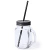 Jarra de cristal con tapa y pajita 500ml personalizada Color Negro