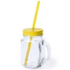 Jarra de cristal con tapa y pajita 500ml promocional Color Amarillo