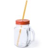 Jarra de cristal con tapa y pajita 500ml para merchandising Color Naranja