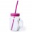 Jarra de cristal con tapa y pajita 500ml para empresas Color Fucsia