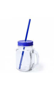 Jarra de cristal con tapa y pajita 500ml