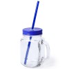 Jarra de cristal con tapa y pajita 500ml publicitaria Color Azul