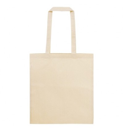 Bolsa de algodón resistente con asas largas personalizada Color Crudo