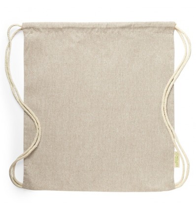 Mochila saco de algodón reciclado con cuerdas gruesas barata Color Beige