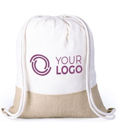 Mochila de cuerdas gruesas de algodón y yute con tu logo