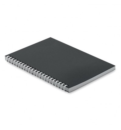 Libreta A5 de anillas con tapa y hojas rayadas recicladas personalizada Color Negro