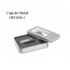 Memoria USB Cuerpo Transparente con Caja Metálica Opcional