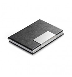 Porta-tarjetas de Aluminio y Polipiel para Merchandising Color Negro