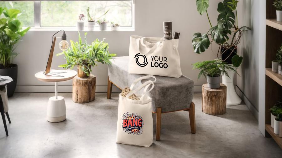 Una imagen de ambiente con un par de bolsas personalizadas