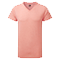 Camiseta Promocional Cuello V para eventos coral jaspeado